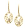 Yellow Gold Overlay Sterling Silver Diamond Accent Dangle Earrings