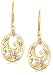 Yellow Gold Plated Sterling Silver Diamond Accent Floral Dangle Earrings