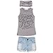 Leezo Toddler Girl Headband+Top T-shirt+Short Jeans Pants Clothes Set