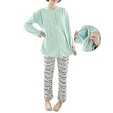 Spinas（スピナス） 産前から産後まで長～く着用できる 着心地いい スリットネック マタニティパジャマ 秋冬 ルームウェア　授乳口付き マタニティ2点セット　全3種類 (XL, A)