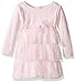 Youngland Girls' Textured Knit to Tiered Mesh Dress, Pink, 12 Months