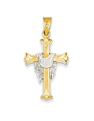 14k Two Tone Gold Draped Cross Pendant. Metal Wt- 1.5g