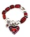 Handmade Silver-plated Red Carnelian Stretch Charm Bracelet, 'Fire Heart'