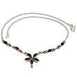 Silver Necklace Garnet Gemstone Jewelry 16 inches