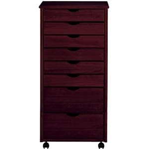 Stanton 6 + 2 Drawer Wide Storage Cart, 41Hx20W, DARK CHERRY by Home Decorators Collection