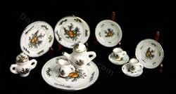 Miniature Fine Porcelain Tea Set with Apricots