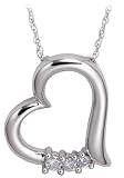 14k White Gold 3-Stone Heart Pendant (.16ctw, I, I1), 18