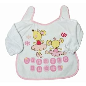 Baby Girl Mouse Design Long Sleeve Bibs with Velcro Strap (One Size) (Pink)