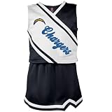 NFL Reebok San Diego Chargers Youth Girls Navy Blue-White 2-Piece Sleeveless Cheerleader Dress Set (Large)