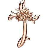 14K Rose Gold Floral Style Cross Pendant