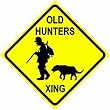 OLD HUNTER CROSSING sign * street man dog