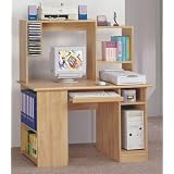 Natural Finish Wood Computer Workstation w Shelf Desk by visiondecor Furniture