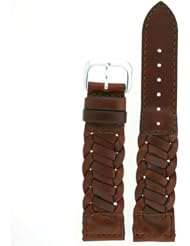 Genuine Leather Braided Dark Brown Watch Band 18mm
