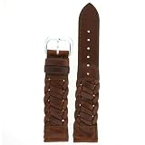 Genuine Leather Braided Dark Brown Watch Band 18mm