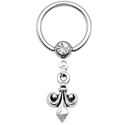 14 Gauge Fleur De Lis Dangle Captive Ring