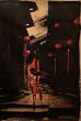 Oil Painting- Woman in Red Dress Walking in the Hou Tong- Hand Painted Contemporary Asian Art