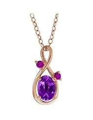 0.83 Ct Oval Purple Amethyst Gemstone Gold Plated Sterling Silver Pendant