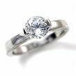 Stainless Steel Solitaire CZ Fashion Engagement Wedding Rings -- Size 7