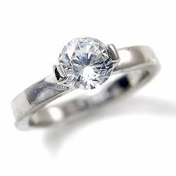 Stainless Steel Solitaire CZ Fashion Engagement Wedding Rings -- Size 9