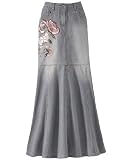 Embroidered jean skirt