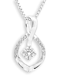 18K White Gold Figure 8 Diamond Accents Dangle Pendant W/925 Sterling Silver Necklace 16" (1/5 cttw, G-H Color, VS2-SI1 Clarity)
