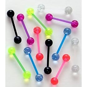 10 Flexible Acrylic Tongue Ring 14g - In Assorted Colors