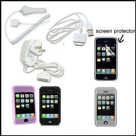 iphone 3G 3Gs accessory bundle silicone case charger new + Free gift of ipod finder key finder