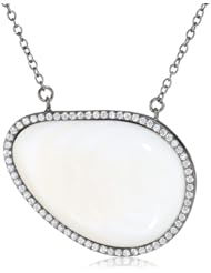 Marcia Moran "Gala" Gunmetal Horizontal Organic Shape Cubic-Zirconia Pendant Necklace, 18"