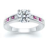 1.65 CT ROUND DIAMOND W ROUND PINK SAPPHIRE RING 18K