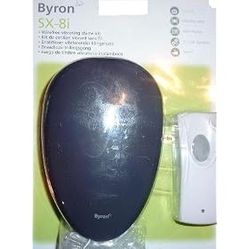 Byron SX-8i Wire Free Wireless Cable Free Portable Door Chime Doorbell Kit - 8 Bell Tunes Melodies plus Vibrating Alert