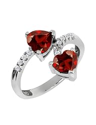 1.90 Ct Genuine Heart Shape Red Garnet Gemstone 14k White Gold Ring