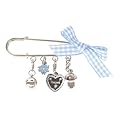 Wiesn Anstecknadel mit Anh�nger und wei�-blauer Schleife, Trachtenanh�nger