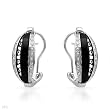 Earrings With Precious Stones - Genuine Clean Diamonds and Onyxes Made in 14K White Gold. Total item weight 6.7g Length 21mm