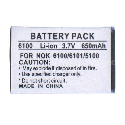 Standard Li-Ion Battery for Nokia 1006/ 6100/ 6101, 6102/ 6103, 6102i/ 6126/ 6133/ 6136/ 6260/ 6300/ 6301/ 7200/ Shade 2705/ Twist 7705/ 1661/ Intrigue 7205/ 6131