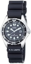 Citizen Women's EP6000-07H Eco-Drive Professional Diver Black Rubber Strap Watch