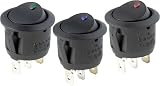 Pilot LED Round Rocker Switches - Green