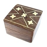 Outdoor Living : Sheesham Wood Box with Brass Inlay Stars