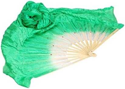 Yanseller 1.2m Silk Imitation Bamboo Hand Folding Dance Fan for Dancing Play Show (1 Pack Green)