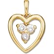 14Kt Yellow Gold Array Three Diamond Heart Pendant