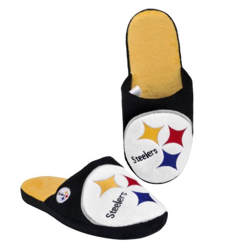 PITTSBURGH STEELERS OFFICIAL LOGO PLUSH SLIPPERS SIZE L