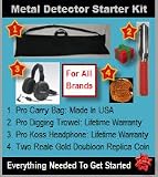 Metal Detector Accessory Kit (Platinum Value Kit): Includes Koss Behind The Ear Headphone, Pro Digging Trowel, Pro Carry Bag and a Two Reale Gold Doubloon Replica Coin.