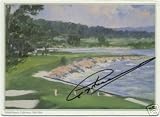 Greg Norman autographed Pebble Beach 18th Hole golf postcard