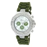 Geneva Women's Silicone Designer Watch with Baguette Stones Bezel