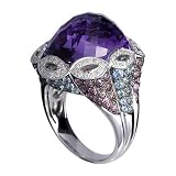 18K White Gold Amethyst, Rhodolite, Blue Topaz and Diamond Ring (17.93ctw, G-H, VS) - Size 12.5