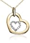 14k Yellow Gold Diamond Heart Pendant w/ Rope Chain (1/10 cttw)