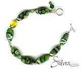 Rich Green Millefiore and Sterling Silver Bracelet by SilverChicks