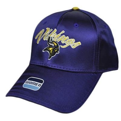 NFL Minnesota Vikings Satin Purple Yellow Womens Ladies Gems Rhinestones Hat Cap