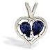 14K White Gold Genuine Pear Sapphire and Diamond Pendant