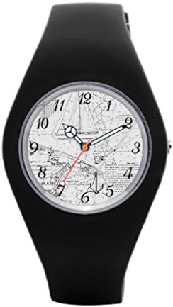 Womens Silicone Band Watch Whatever, I'M Late Anyways - Gray Chevron Pattern Watches