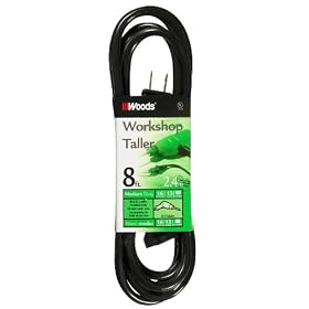 Woods 257 16/2 SJTW General Purpose Extension Cord, Black, 8-Foot